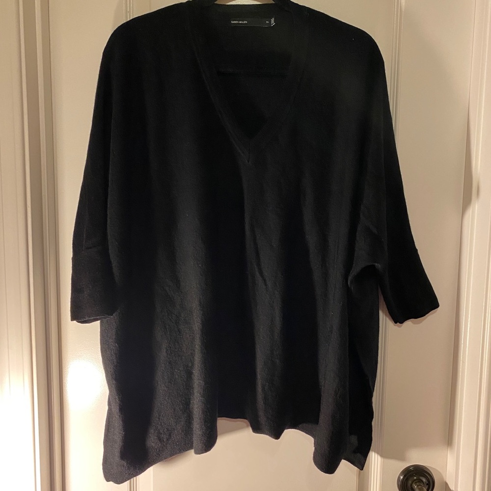 Karen Millen black tunic v neck sweater M/L